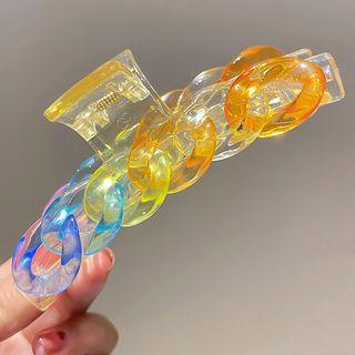 Chunky Chain Acrylic Hair Clamp Hair Clamp - Blue & Yellow & Orange - One Size