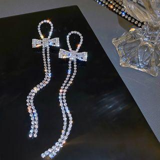 Rhinestone Drop Earring 1 Pair - Rhinestone Drop Earring - Silver - One Size