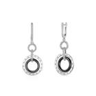925 Sterling Silver Romantic Circle Black Ceramic Earrings With Austrian Element Crystal Silver - One Size