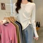 Long-sleeve Asymmetrical Twist T-shirt