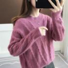 Cable Knit Fluffy Sweater