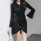 Long-sleeves Knitted Wrap Dress