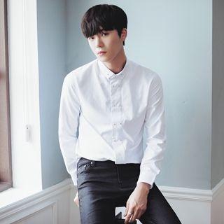 Long-sleeve Metal-button Shirt