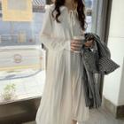 Long-sleeve Plain Midi Dress 3065 - Dress - White - One Size