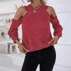 Long-sleeve Cold-shoulder Ribbed Sweater