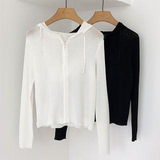 Hooded Zip-up Light Cardigan