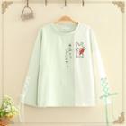 Rabbit Embroidered Color-block Top