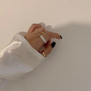 Set Of 3: Glaze / Alloy Open Ring (assorted Designs) Set - One Size