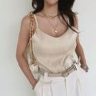 Sheer Silky Camisole Top Light Beige - One Size