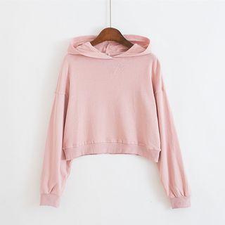 Ribbed Panel Plain Cropped Pullover