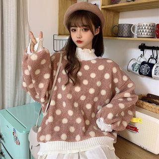 Mock-neck Dotted Sweatshirt