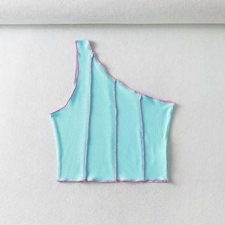 Plain Single Shoulder Crop Top