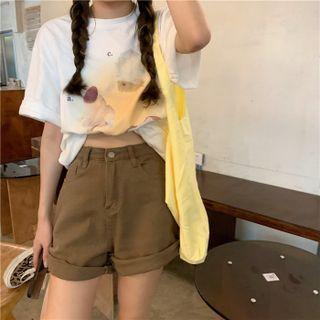 Short-sleeve Cartoon Print T-shirt / Shorts
