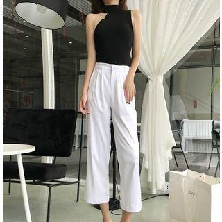 Plain Cut Out Tank Top / Cropped Straight Cut Pants