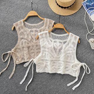 Sleeveless V-neck Bow Cutout Cropped Top