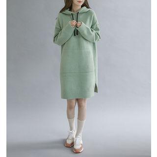 Kangaroo-pocket Knit Hoodie Dress