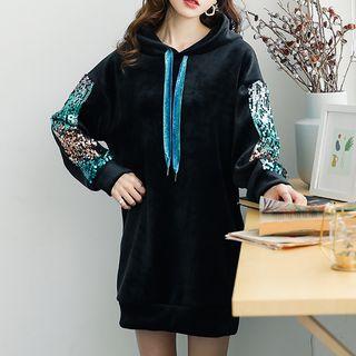 Sequin Long Velvet Hoodie
