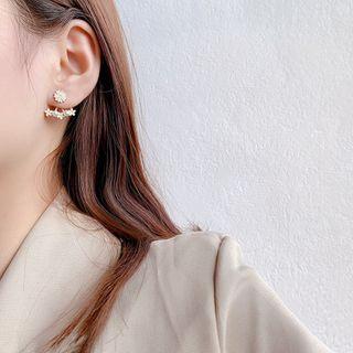 Faux Pearl Alloy Daisy Swing Earring 1 Pair - E2324 - Gold - One Size