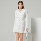 Eco-friendly Long-sleeve Plain Ruched Shirtdress