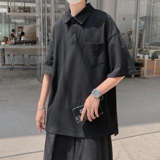 Elbow-sleeve Polo Shirt / Straight Leg Pants