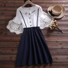 Mock Two-piece Rabbit Embroidered Short-sleeve Dress