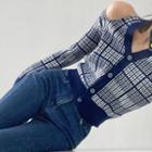 Plaid Cold Shoulder Cardigan