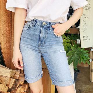 Knee-length Denim Shorts