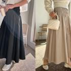 Smocked-waist Flared Long Skirt