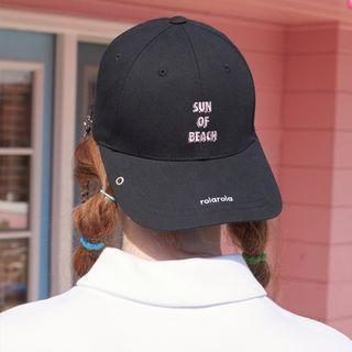Letter Embroidered Cap Black - One Size