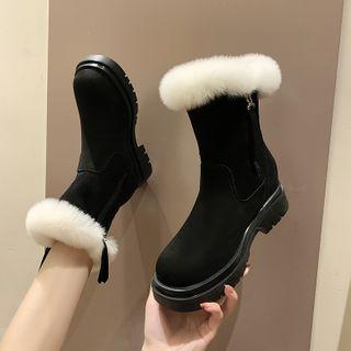 Faux Fur Panel Platform Short Boots