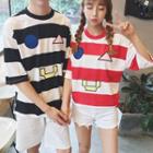 Striped Short Sleeve Couple Matching T-shirt