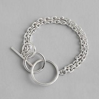 925 Sterling Silver Hoop & Bar Chunky Bracelet