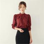 Pleated-front Patterned Blouse