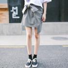 Plaid Bow Accent A-line Skirt