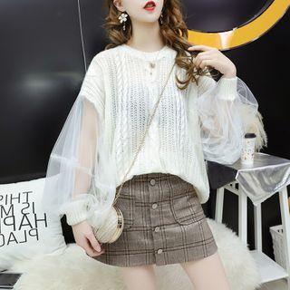 Sheer Panel Cardigan White - One Size