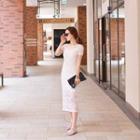 Short-sleeve Lace Midi Dress