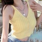 Knit Cropped Camisole Top Yellow - One Size