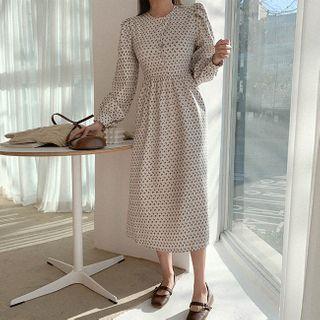 Button-front Paisley Print Dress