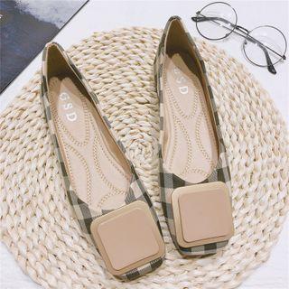 Square-toe Gingham Flats