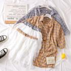 Set: Smocked Top + Plaid Shirt + Lace Mini Skirt