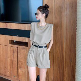 Plain Tank Top / Wide-leg Shorts