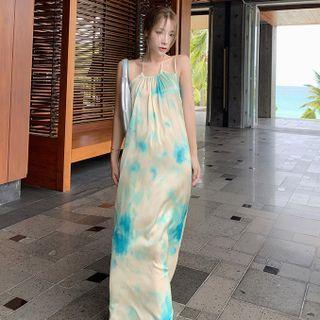 Halter-neck Tie-dye Maxi Dress