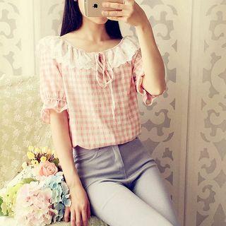 Ruffled Check Blouse
