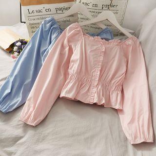 Frill Trim Cropped Blouse