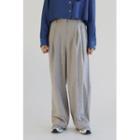 Pintuck-front Straight-cut Pants Light Gray - One Size