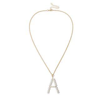 Faux Pearl Initial Necklace