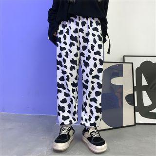 Wide-leg Cow Print Sweatpants