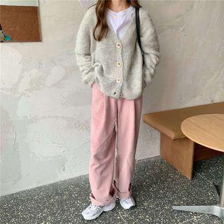 Buttoned Cardigan / Wide-leg Pants