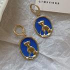 Cat Alloy Dangle Earring 1 Pair - Blue & Gold - One Size