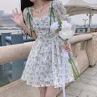 Short-sleeve Flower Mini A-line Dress / Midi A-line Dress